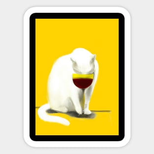 Cat with Wine Sticker